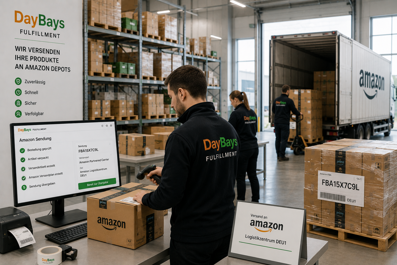 Vorbereitung, Etikettierung und Versand von Produkten an Amazon Logistikzentren in Deutschland