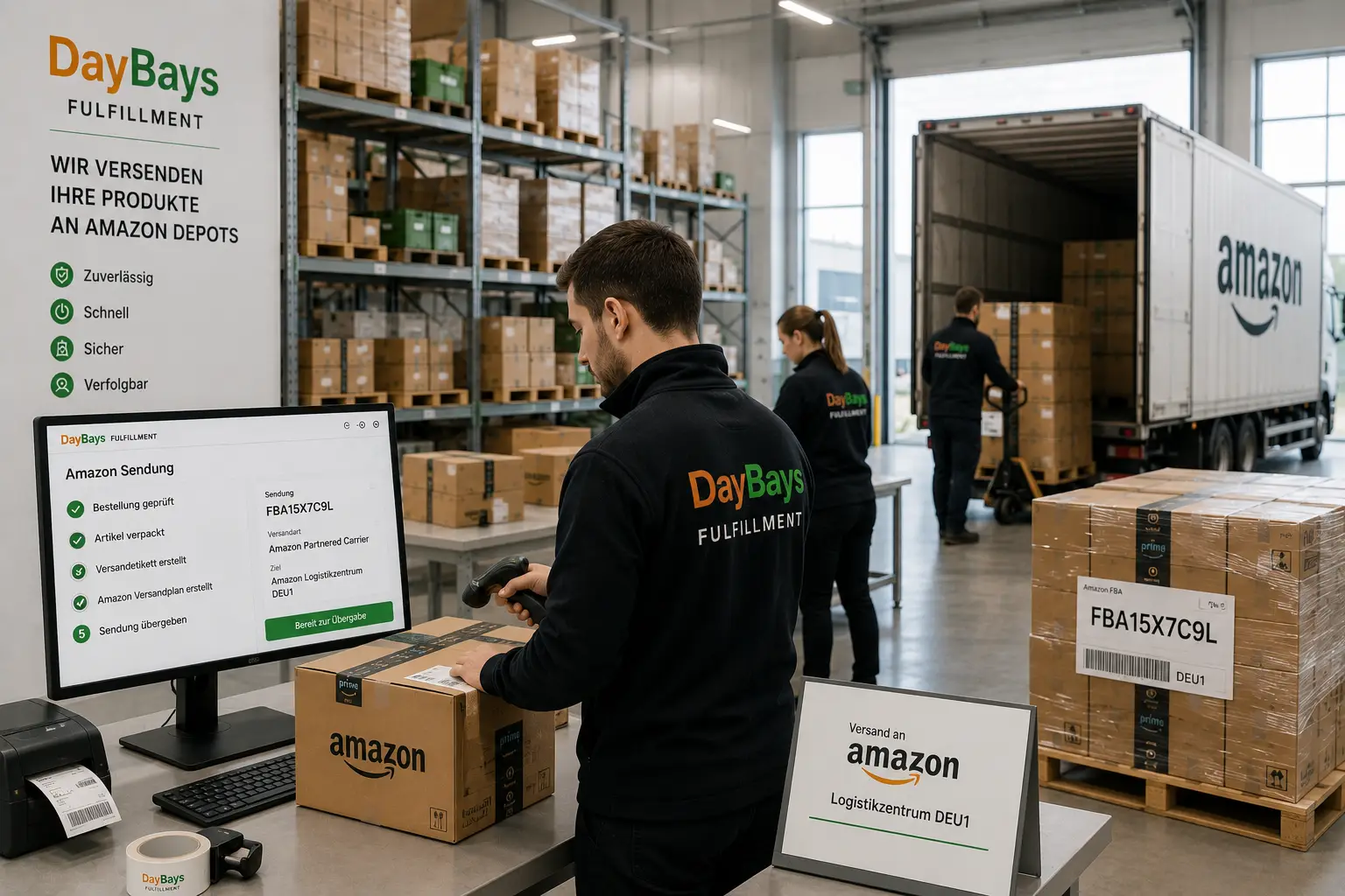 Vorbereitung, Etikettierung und Versand von Produkten an Amazon Logistikzentren in Deutschland