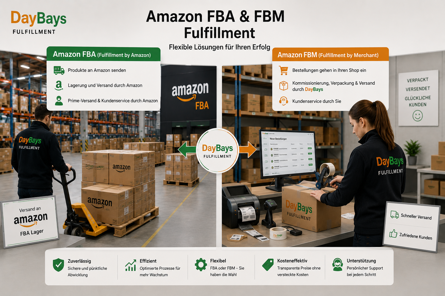 Professionelles Amazon FBA und FBM Fulfillment mit Lagerung, Verpackung und Versand in Deutschland