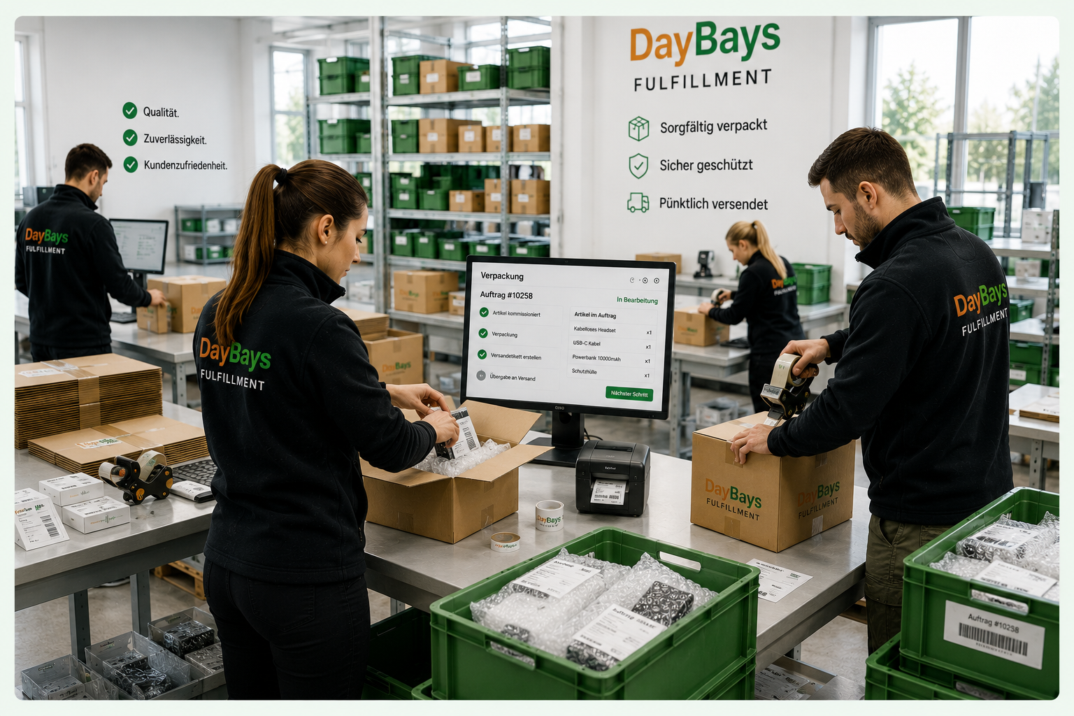 Professionelle Verpackung und Versandvorbereitung für E-Commerce Bestellungen in Deutschland