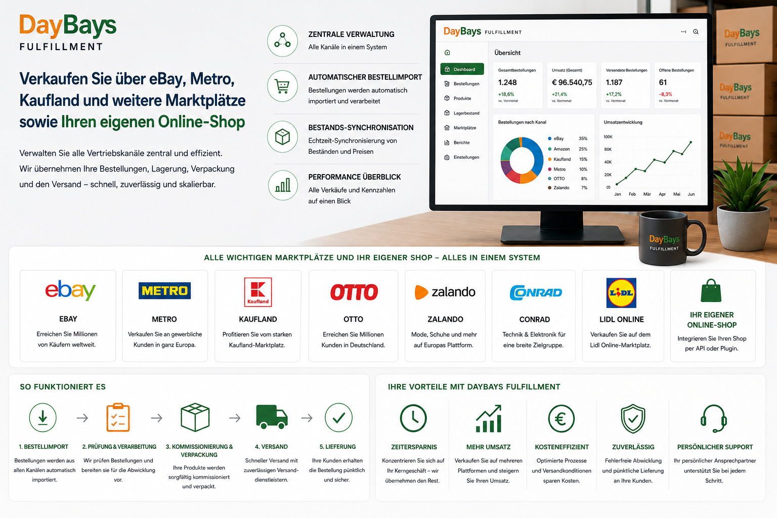 Fulfillment für eBay, Kaufland, OTTO, Metro und eigene Onlineshops